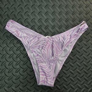 Kendall + Kylie Bikini Bottoms Medium Purple Zebra High Cut Swim Resort Vacation